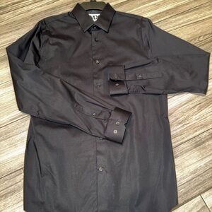 VINTAGE Express 1MX Extra Slim Fit Black Dress Shirt M 15-15.5 collar
